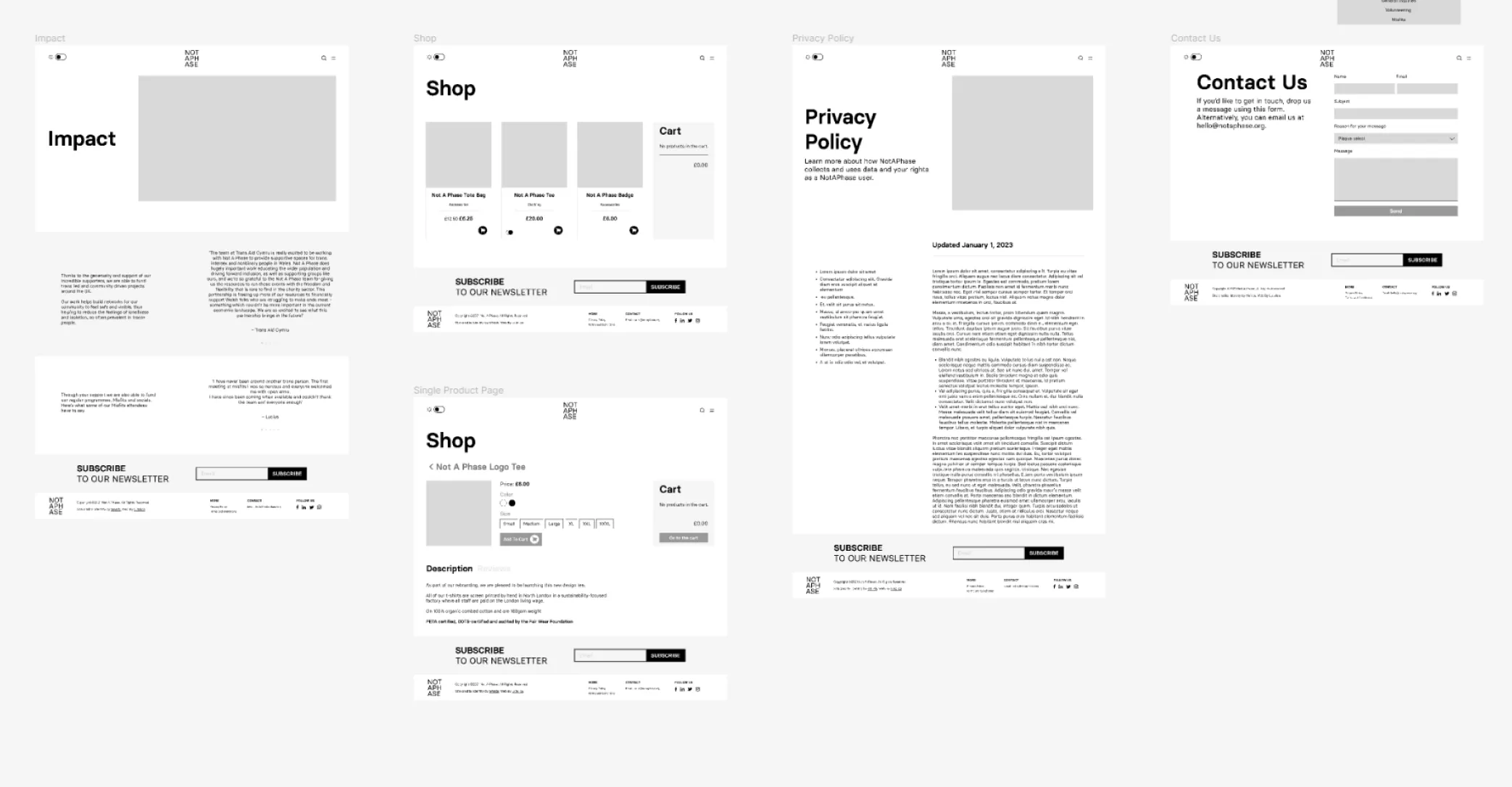 Not A Phase homepage design