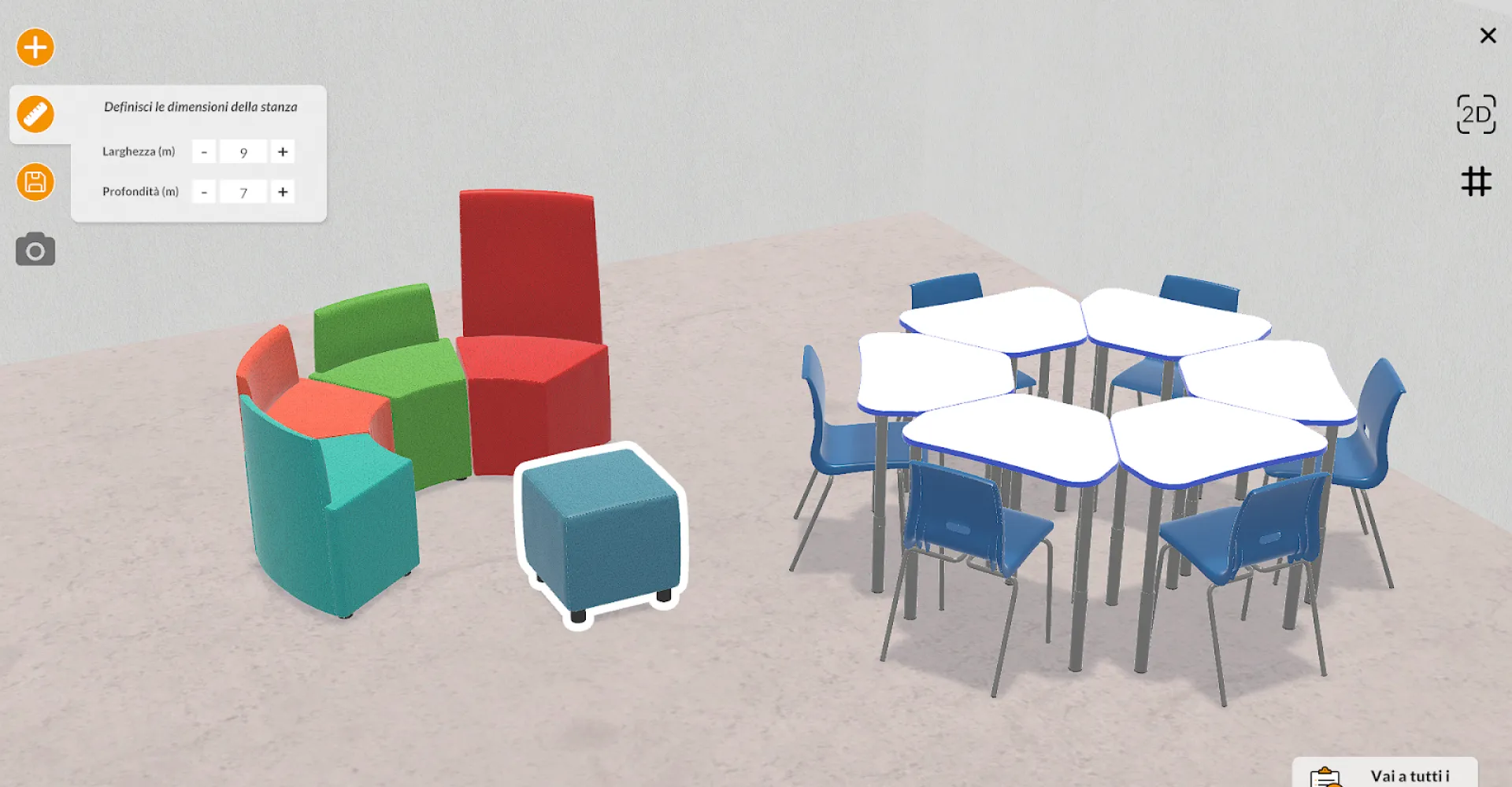 Il configuratore ArredaLab mostra un’aula arredata in 3D