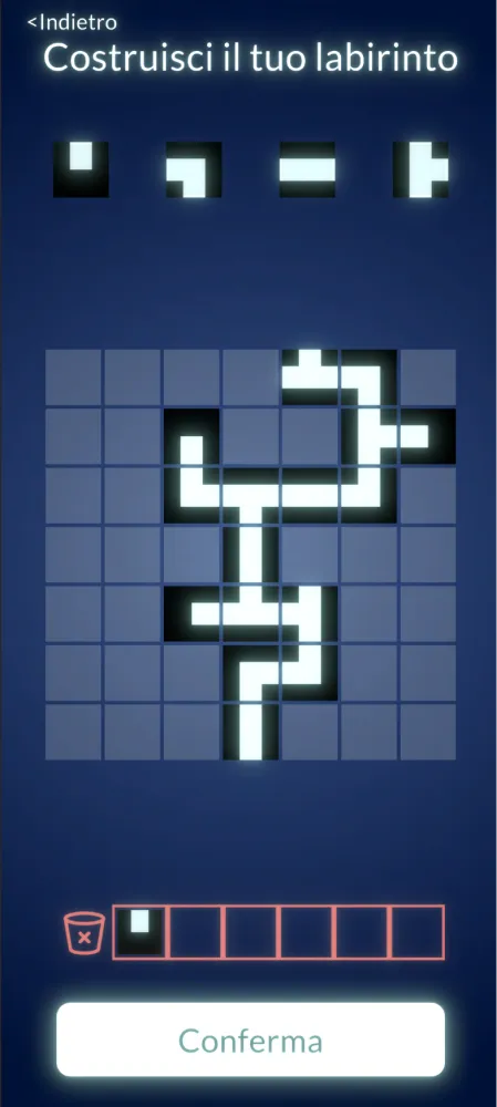 Mobile interface used to place blocks on the maze grid